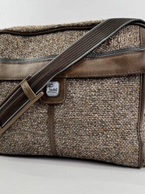 Vintage 70s Emilio Pucci Tweed Bag Work Brown & black Weekender Carry On Laptop